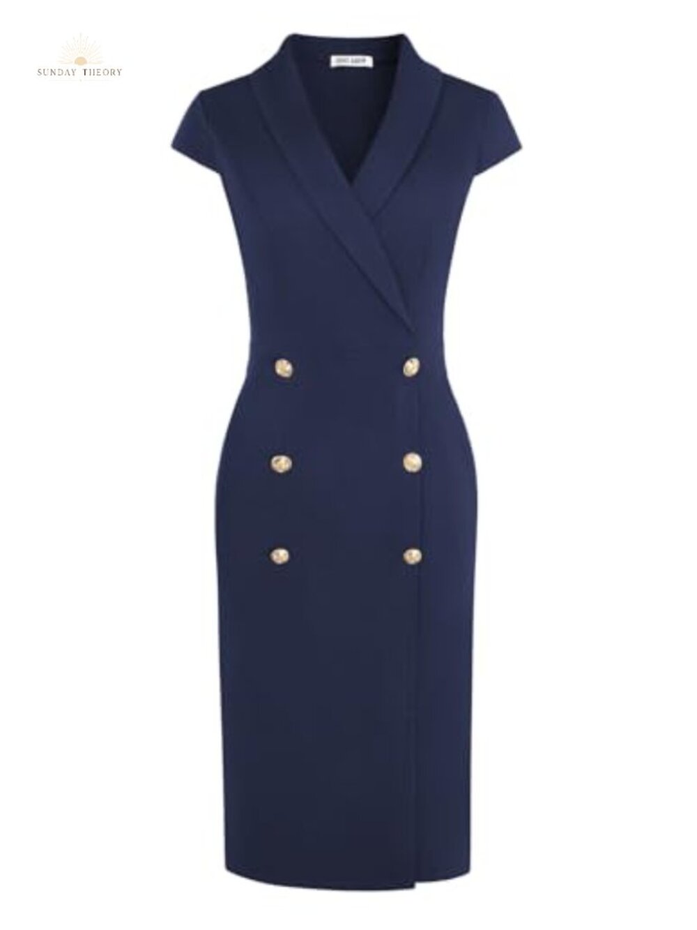 Cap Sleeve V-Neck Bodycon Work Dress Knee-Length Business Casual